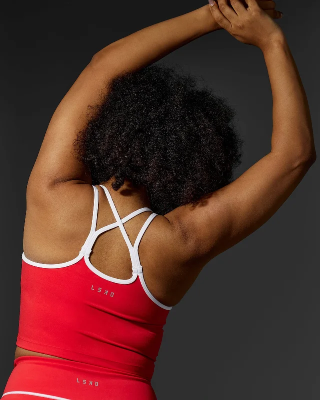 Elevate Your Style And Practice For Less Contrast Active Shelf Bra Tank - Scarlet-White