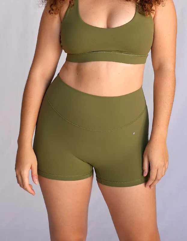 Limited-Time Sale On Stylish Yoga Apparel Effortless Shorts - Olive Green