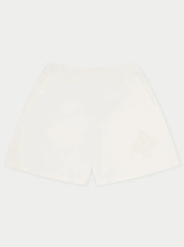 Elevate Your Style And Practice For Less EMBLEM EMBOSSED SHORTS - OFF WHITE