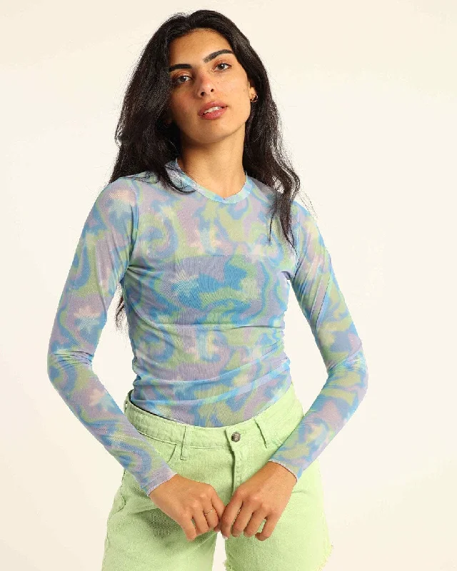 High-Quality Yoga Clothing At Budget-Friendly Prices Glacier sky Mesh Top