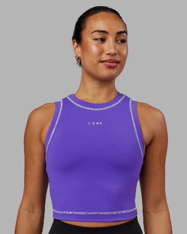 Fashionable Yoga Apparel Now On Sale Imprint Tank - Royal Purple-White