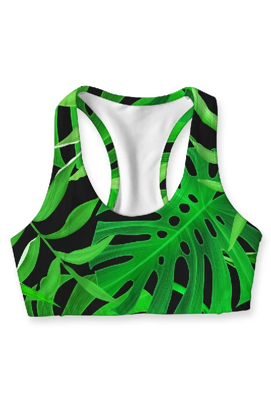 Flow Into Savings With Trendy Yoga Apparel Jungle Night Stella Tropical Seamless Racerback Sport Yoga Bra - Women