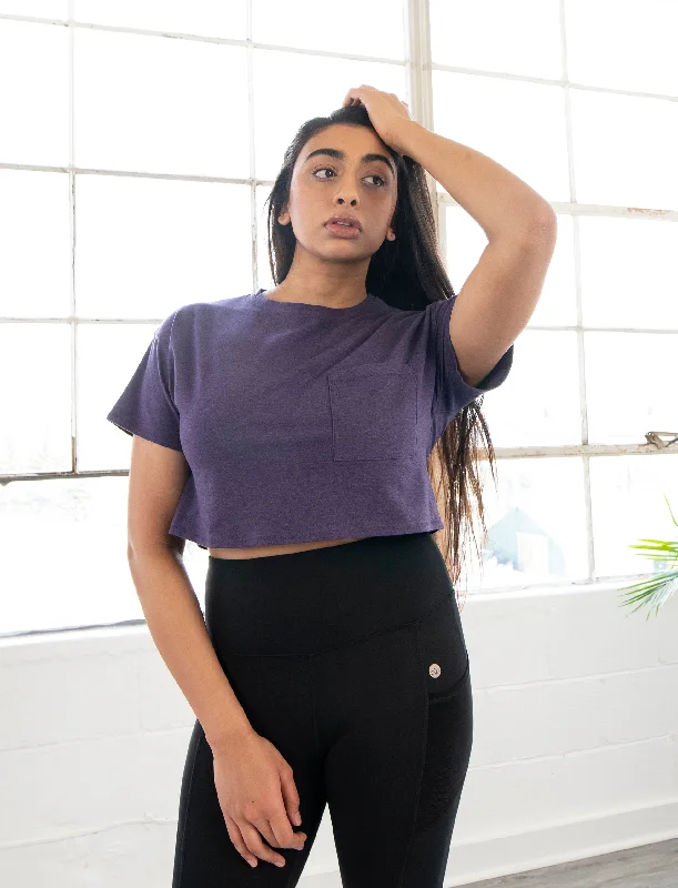 Trendy Yoga Outfits At Budget-Friendly Prices LADIES CROP COTTON POCKET TEE