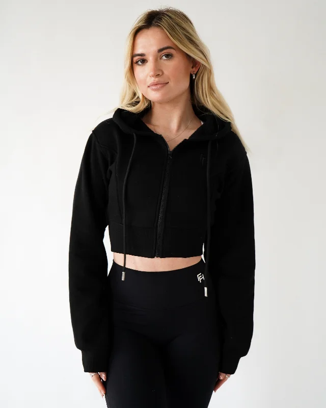Your Practice Deserves The Best—At Better Prices Lounge Cropped Zip-Up Hoodie - Black