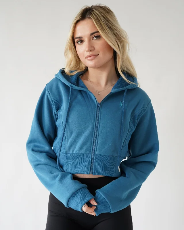 Yoga Wear At Unbeatable Prices Lounge Cropped Zip-Up Hoodie - Cyan