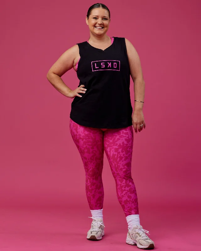 Upgrade Your Yoga Wardrobe For Less Luna FLXCotton Longline Tank - Black-Ultra Pink