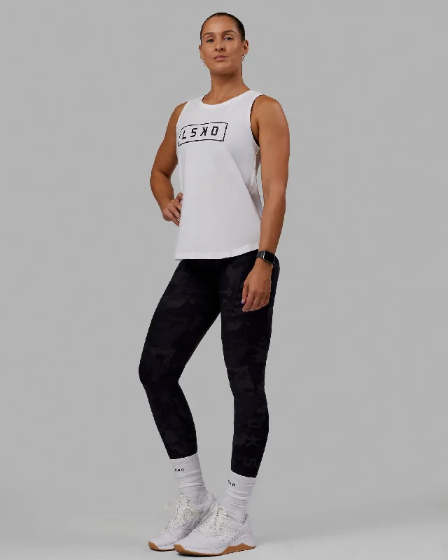Affordable Yoga Fashion For Every Pose Luna FLXCotton Longline Tank - White-Black