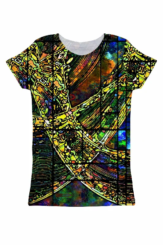 Stretch In Style With Budget-Friendly Yoga Wear Merry Dancers Zoe Green Designer Print T-Shirt - Women