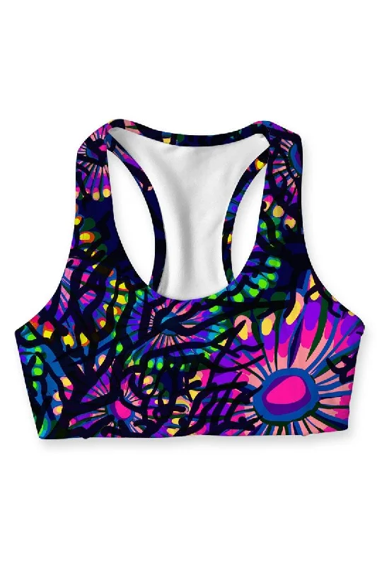 Move With Confidence In Discounted Yoga Outfits Midnight Glow Stella Seamless Racerback Sport Bra - Women