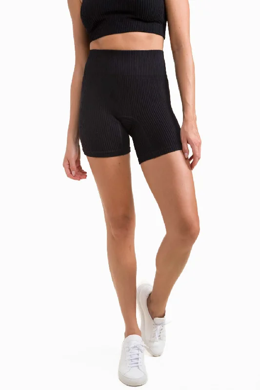Stretch In Style With Budget-Friendly Yoga Wear Mono B Ribbed Seamless High-Waisted Shorts APH-A1236
