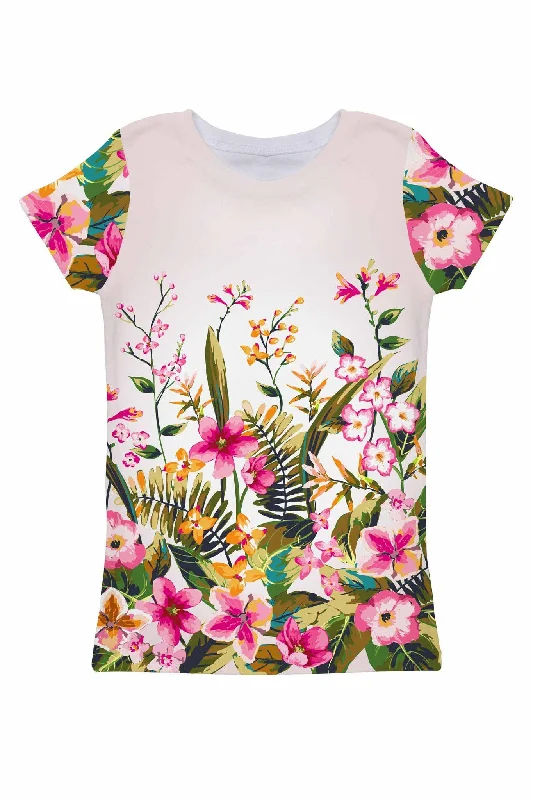 The Perfect Blend Of Comfort And Savings Mountain Garden Zoe Floral Print Designer Tee - Women