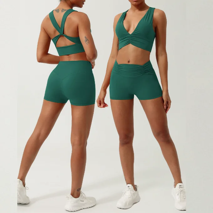 Comfortable, Stylish, And Now More Affordable Nude yoga set sexy back sports bra Pleated butt lift 5colors