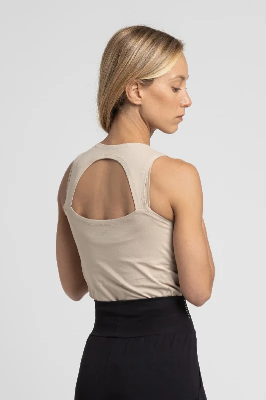 Sweat In Style With Yoga Clothing Discounts Organic Cotton Half Moon Open Back Tank Top