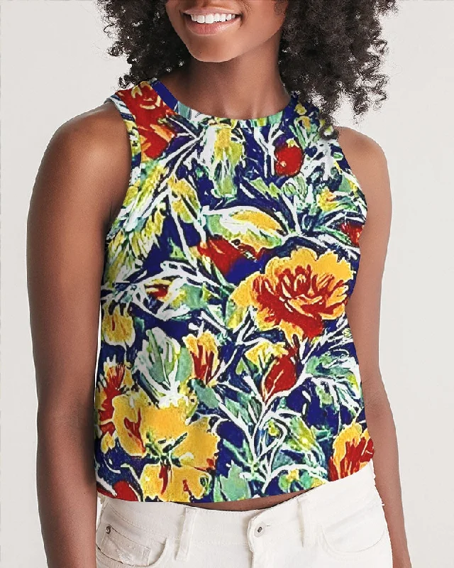 Flow Into Savings With Trendy Yoga Apparel Painted flower design Women's All-Over Print Cropped Tank