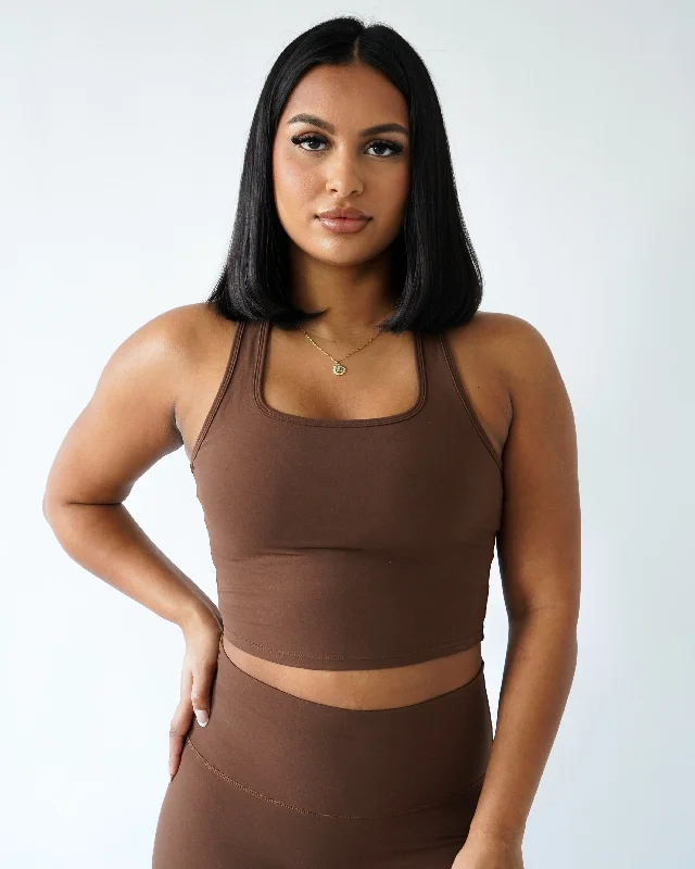 Sweat In Style With Yoga Clothing Discounts Performance Racerback Top - Clay