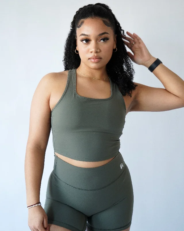 Limited-Stock Sale On Yoga Tops And Leggings Performance Racerback Top - Olive