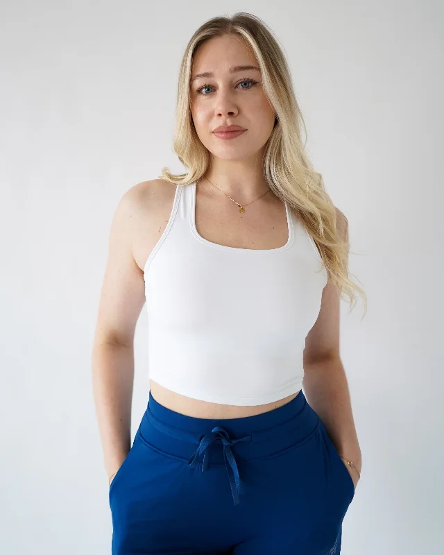Fashionable Yoga Apparel Now On Sale Performance Racerback Top - White