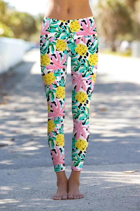 Master Every Pose With Premium Yoga Wear Deals Pineapple Feast Lucy Printed Performance Yoga Leggings - Women