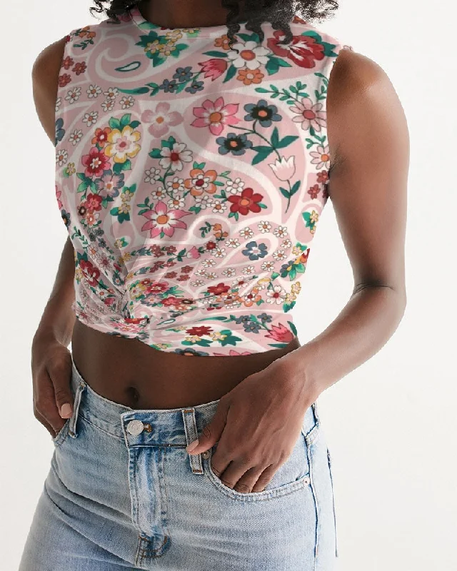 Don't Miss Out On Premium Yoga Wear Deals Pink abstract Pretty Sisters Women's  All-Over Print Twist-Front Tank