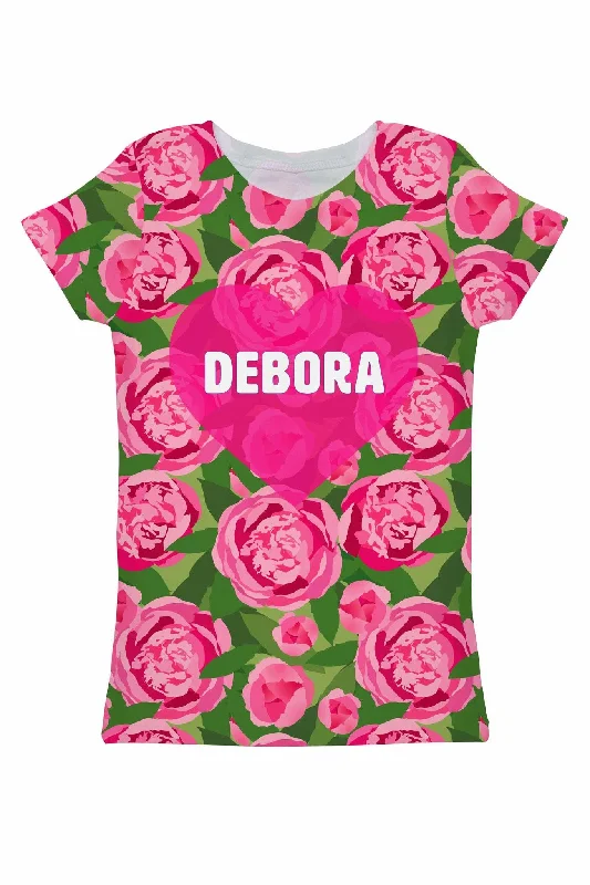 Namaste And Save On Yoga Apparel Pink Vibes Customized NAME Zoe Floral Print Tee - Women