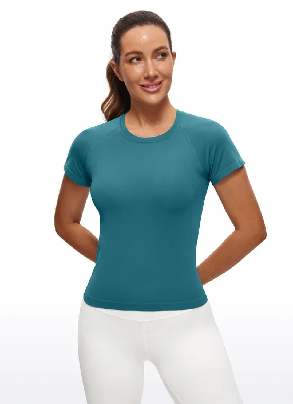 Yoga Apparel Designed For Movement At Lower Prices Seamless High Neck Short Sleeves Waist Length