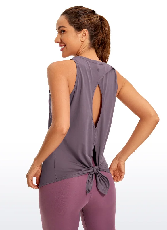 Your Go-To Yoga Outfits Now More Affordable Pima Cotton Tank Split Open Back