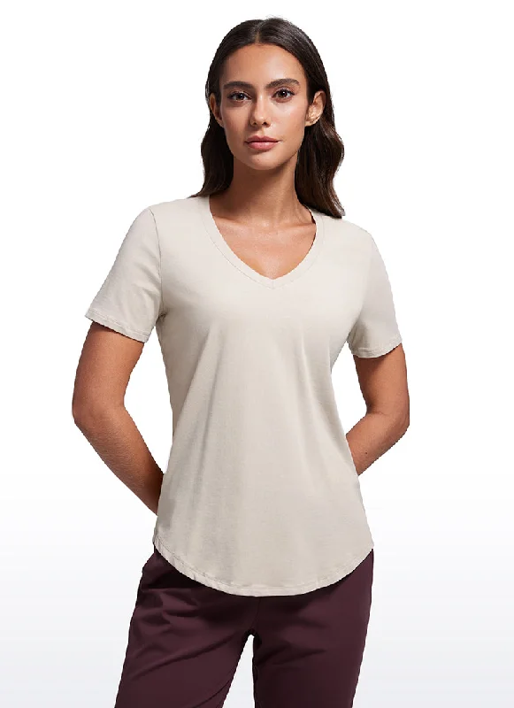 Premium Yoga Wear At Special Discounts Pima Cotton Pro Short Sleeves V Neck