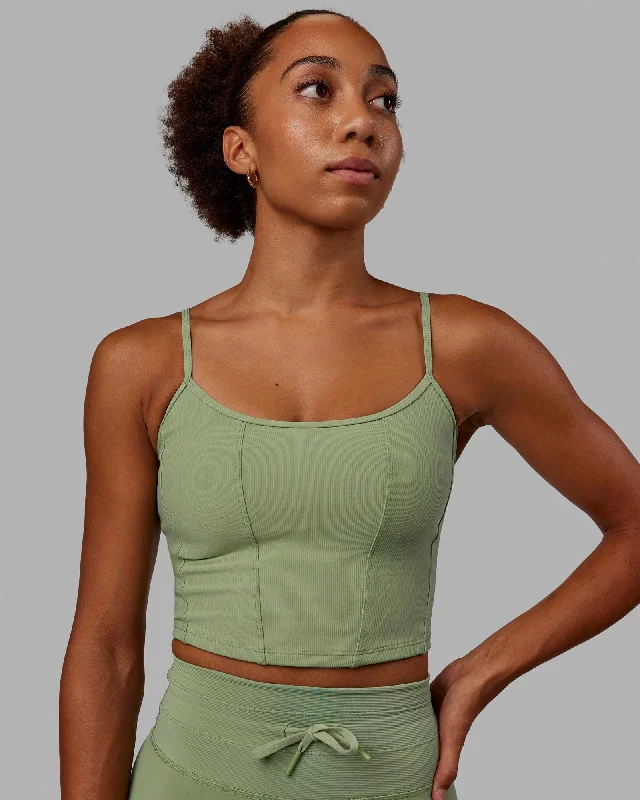 From Warm-Ups To Cooldowns, Shop And Save Resistance Ribbed Shelf Bra Performance Tank - Bayleaf