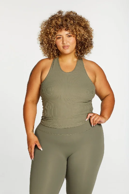 The Perfect Fit At The Perfect Price RIB RACERBACK SINGLET SAGE