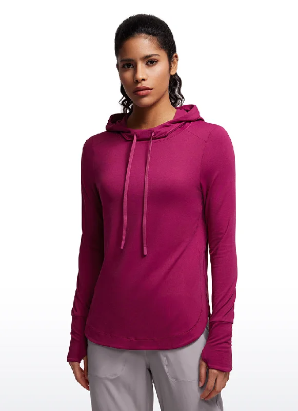 Elevate Your Practice With Affordable Yoga Wear Brushed Feeling Long Sleeves Hoodie with Thumbhole