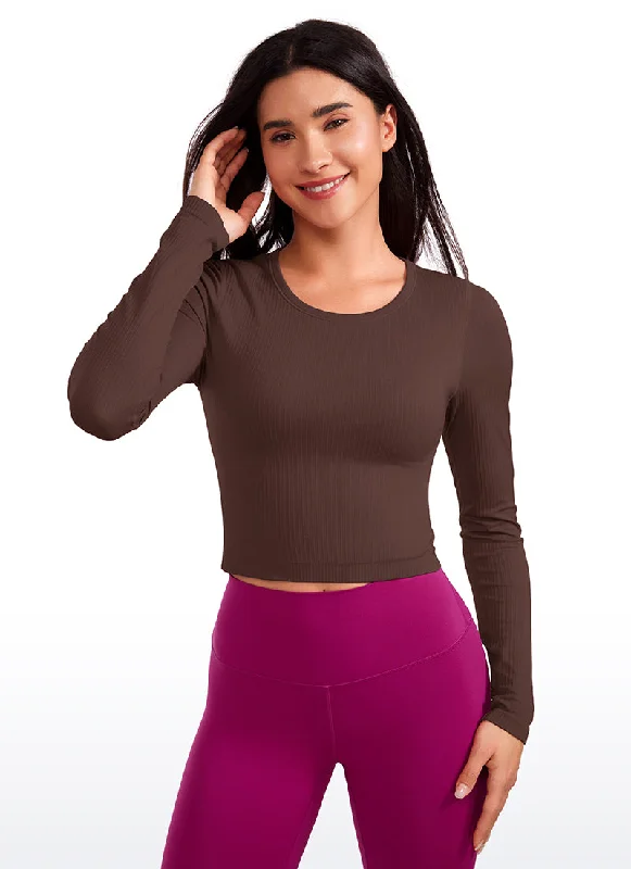 Master Every Pose With Premium Yoga Wear Deals Seamless Ribbed Double Lined Cropped Long sleeves