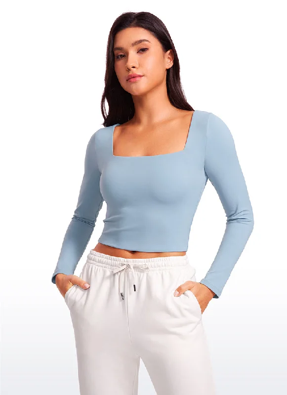 Yoga Apparel Designed For Movement At Lower Prices Butterluxe Double Lined Cropped Long Sleeves Square Neck