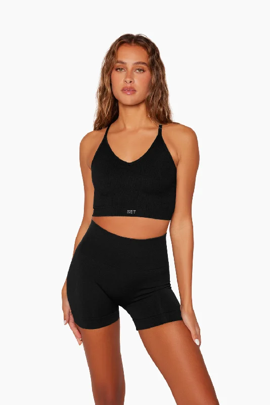 The Best Yoga Clothing At The Best Prices SCULPTFLEX® RIBBED V BRA - ONYX
