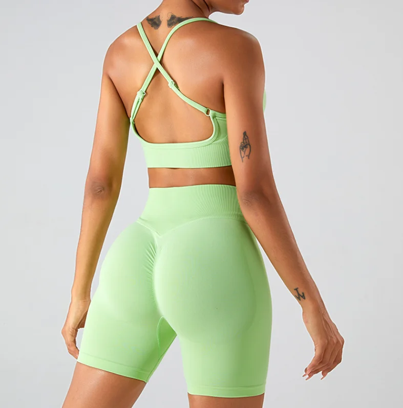 Upgrade Your Yoga Wardrobe For Less Seamless back sports underwear shock-proof push-up yoga wear 8colors