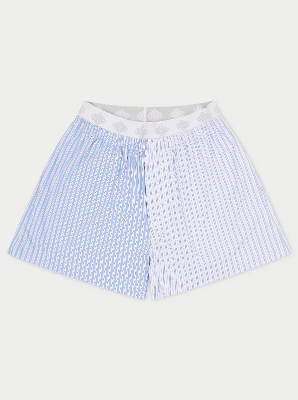 Your Go-To Yoga Outfits Now More Affordable SPLICED STRIPE SHORTS - BLUE