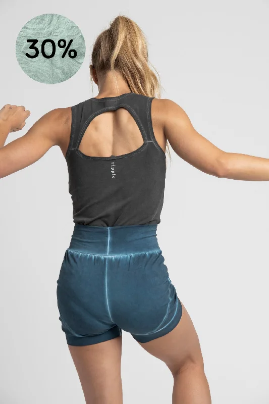 Flex Your Budget With Premium Yoga Clothing Deals Stonewash Half Moon Open Back Tank Top