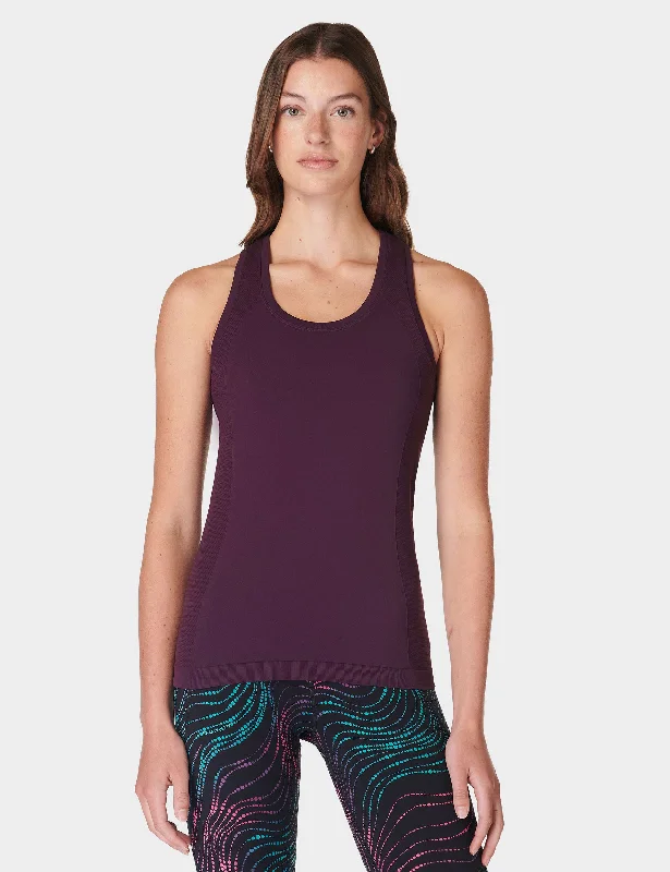 Soft, Supportive Yoga Wear At Unbeatable Savings Athlete Seamless Gym Vest - Midnight Cherry Purple