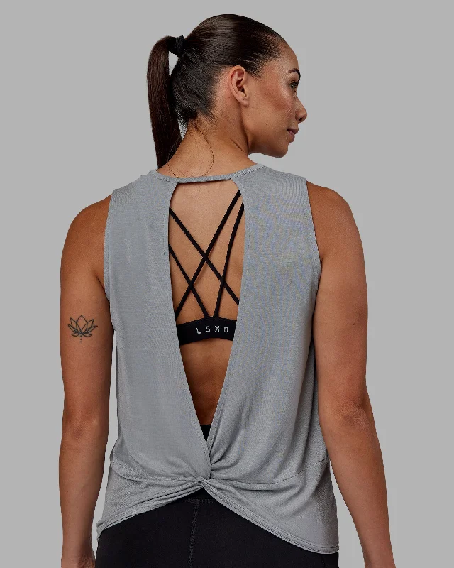 Premium Yoga Wear At Special Discounts Swivel Open Back Tank - Circular Grey