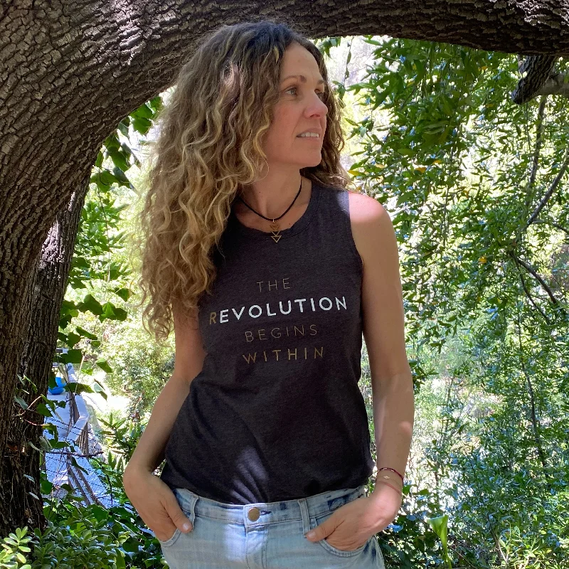 Sweat In Style With Yoga Clothing Discounts THE REVOLUTION BEGINS WITHIN TANK TOP