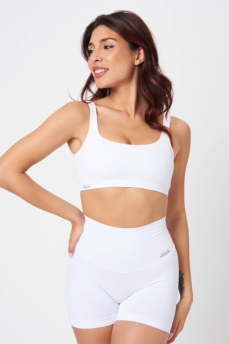 Stretch, Move, And Save On Yoga Clothing Top CALIPSO Bianco Costine