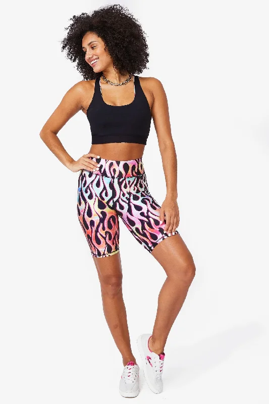 Flex Your Budget With Premium Yoga Clothing Deals Terez x Torchd Hi-Shine Bike Shorts in Tie Dye