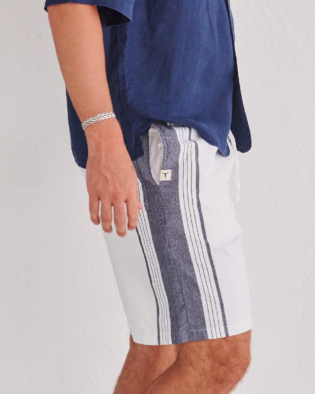 Soft, Stretchy, And Super Affordable Yoga Wear White & Navy Classic Shorts