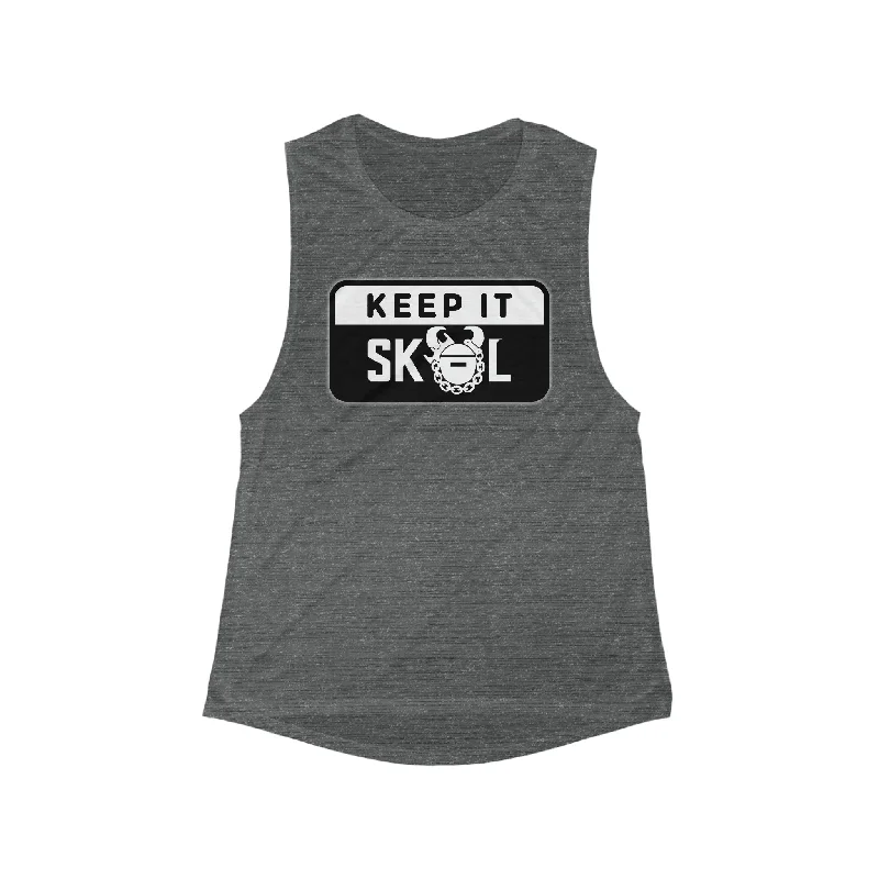 Trendy Yoga Outfits At Budget-Friendly Prices Women's Flowy Scoop Muscle Tank - Keep it Simple (Framed)