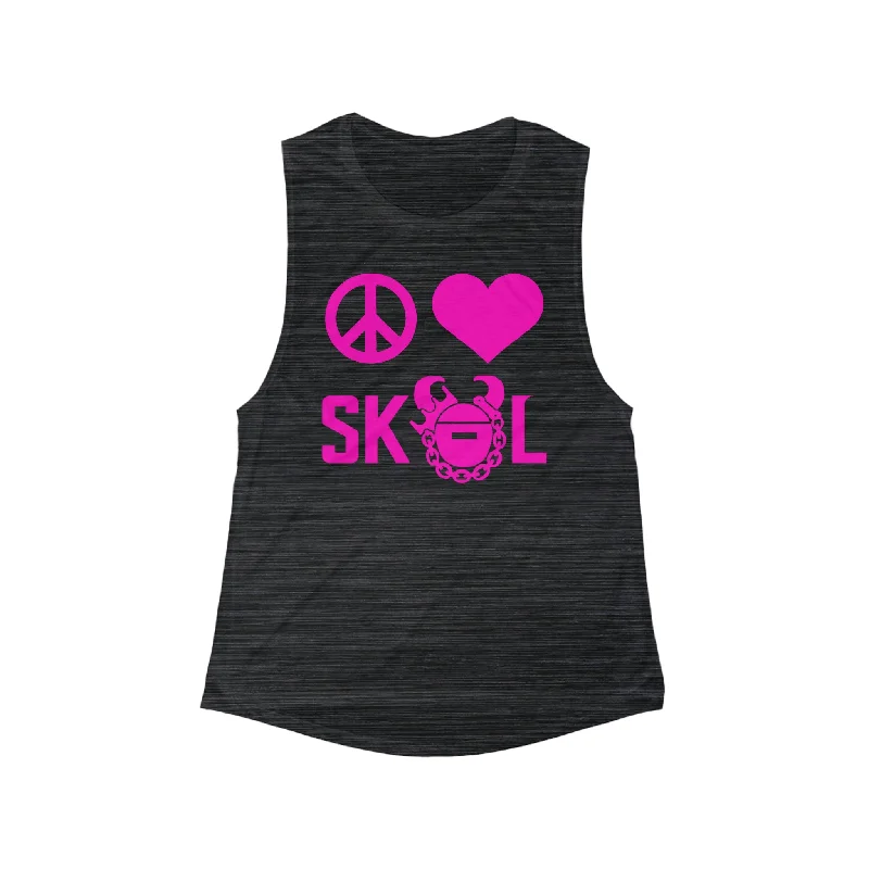Soft, Supportive Yoga Wear At Unbeatable Savings Women's Flowy Scoop Muscle Tank - Peace & Love