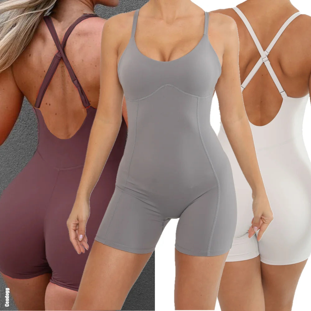 Find Your Perfect Fit With Discounted Yoga Outfits X- Strap Yoga Jumpsuit