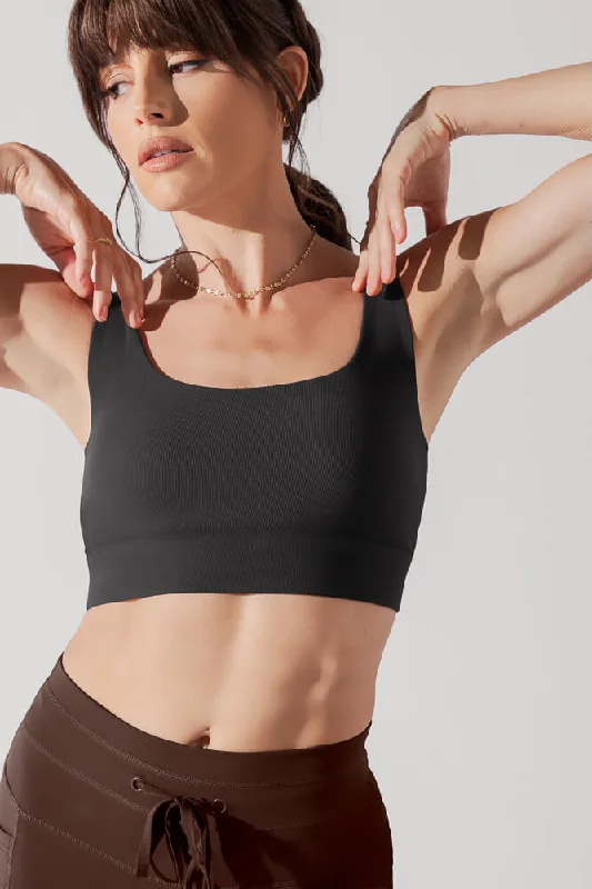 Premium Yoga Wear At Special Discounts Adventure Scoop Bra (Ribbed) - Charcoal
