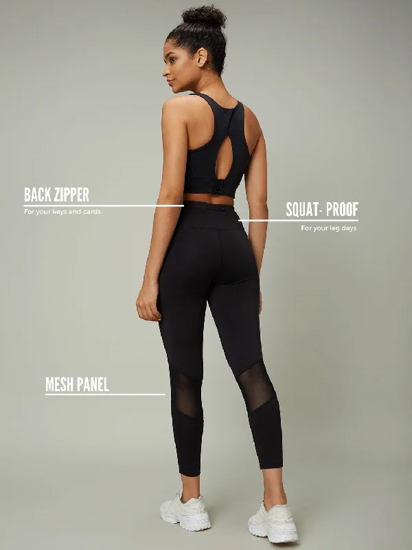 Namaste And Save On Yoga Apparel Black High Impact Action Bra and 7/8 Leggings