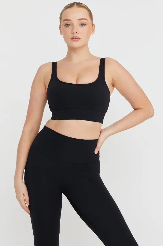 Your Go-To Yoga Outfits Now More Affordable DAYFLEX SQUARE NECK SPORTS BRA - SHADOW BLACK