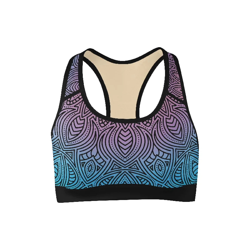 Breathe, Stretch, And Save On Yoga Apparel Fluorescent Mandala Sports Bra