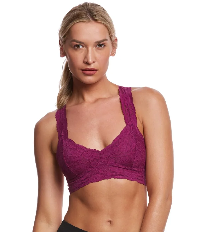 Your Go-To Yoga Outfits Now More Affordable Free People Galloon Lace Racerback Bra Plum
